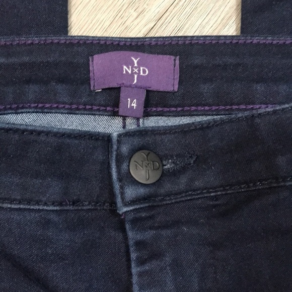 NYDJ DarkWash Leggings w/ faux pockets & zipper Fly size 14 - Picture 6 of 11